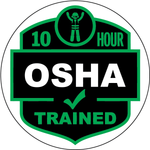 10 hour OSHA trained vinyl hard hat safety sticker