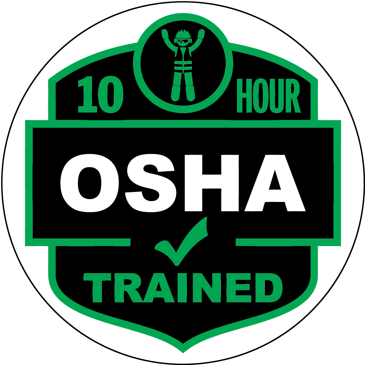 10 hour OSHA trained vinyl hard hat safety sticker