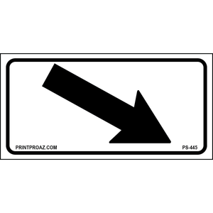 12x6 Black Diagonal Right Arrow Sign, Aluminum, PS-445