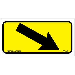 12x6 Black Yellow Diagonal Right Arrow Sign, Aluminum, PS-463