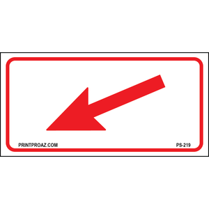 12x6 Red Left Diagonal Arrow Sign, Aluminum, PS-219