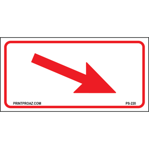 12x6 Red Right Diagonal Arrow Sign, Aluminum, PS-220