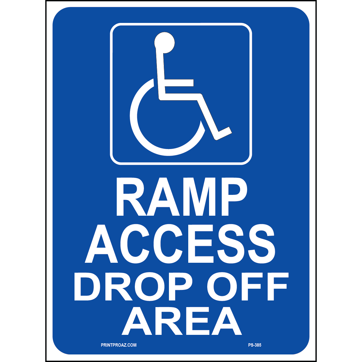Off Ramp Sign Bar Accessible Ramp Access Drop-Off Sign, Aluminum, PS-385