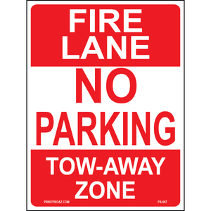 Fire Lane No Parking Tow-Away Zone, Aluminum, PS-087