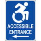 New York Accessible Parking Sign (Accessible Entrance Arrow Left), Aluminum, PS-175