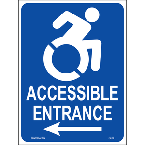 New York Accessible Parking Sign (Accessible Entrance Arrow Left), Aluminum, PS-175