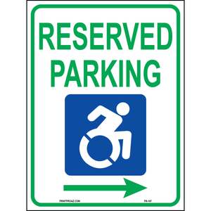 New York Reserved Parking Sign (Arrows Right), Aluminum, PS-167