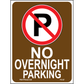 No Overnight Parking Sign, Aluminum, PS-327