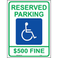 Ohio Reserved Parking $500 Fine, Aluminum, PS-186