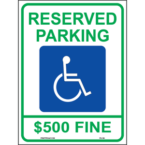 Ohio Reserved Parking $500 Fine, Aluminum, PS-186