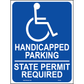 Texas Handicapped Parking Permit Required Sign, Aluminum, PS-200