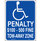 Virginia Accessible Tow Away Zone Penalty Sign, Aluminum, PS-202