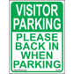 Visitor Parking Please Back In When Parking Sign, Aluminum, PS-378