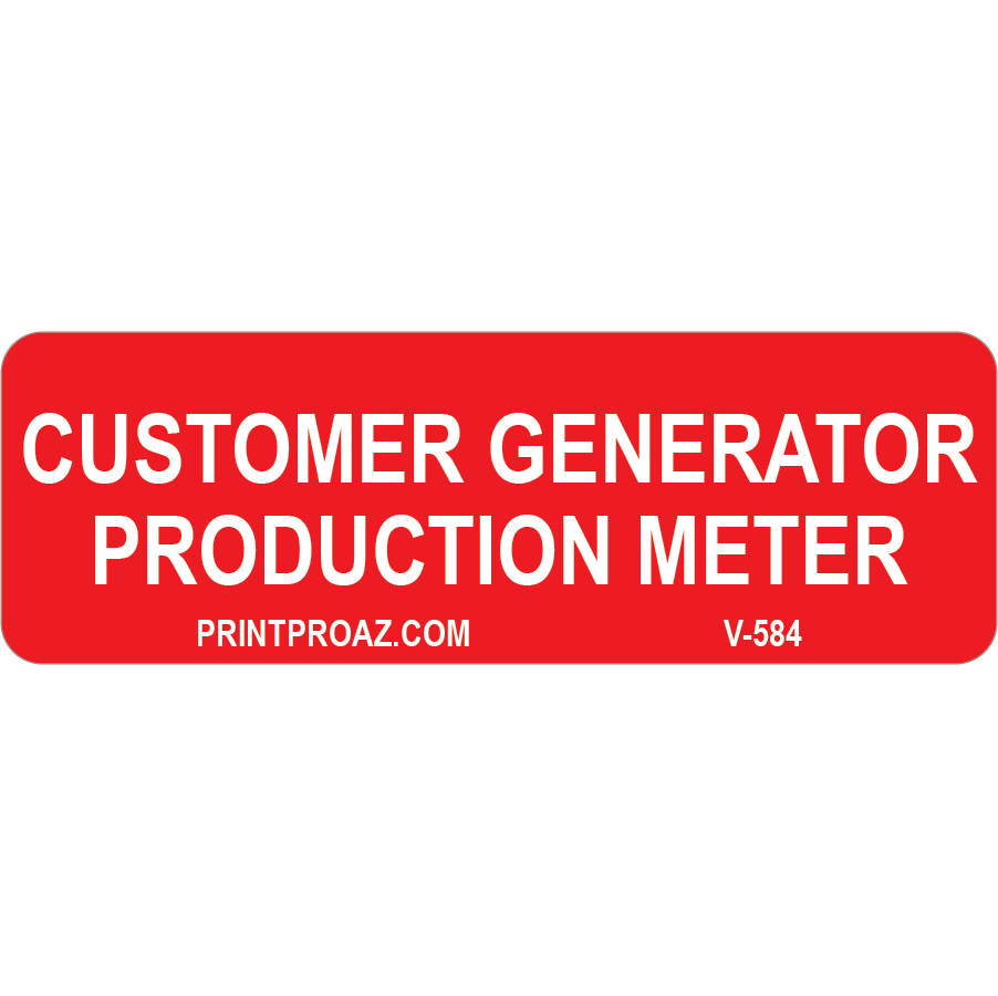 1x3 Customer Generator V-584 Decal Solar Labels