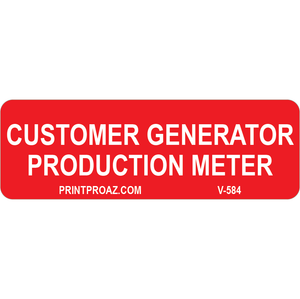 1x3 Customer Generator V-584 Decal Solar Labels
