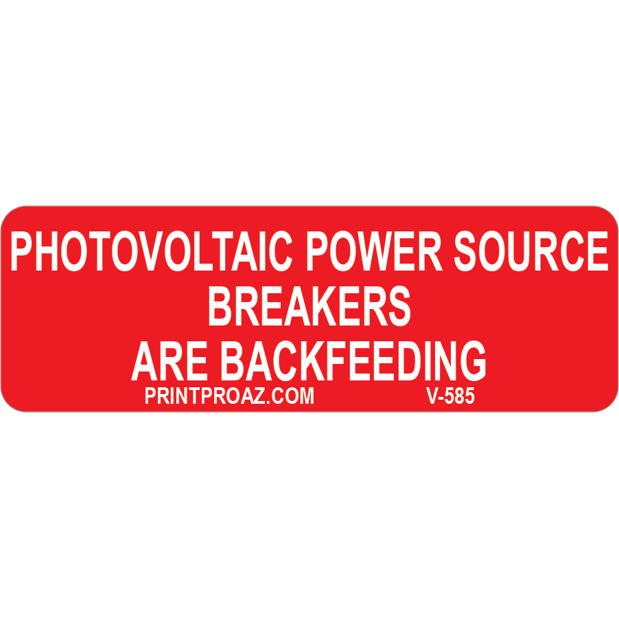 1x3 PV Power Source Breakers V-585 Decal Solar Labels