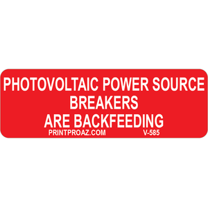 1x3 PV Power Source Breakers V-585 Decal Solar Labels