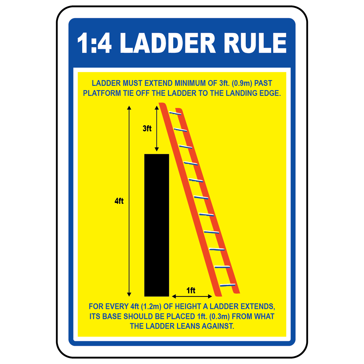1 to 4 ladder rule safety sign vinyl aluminum