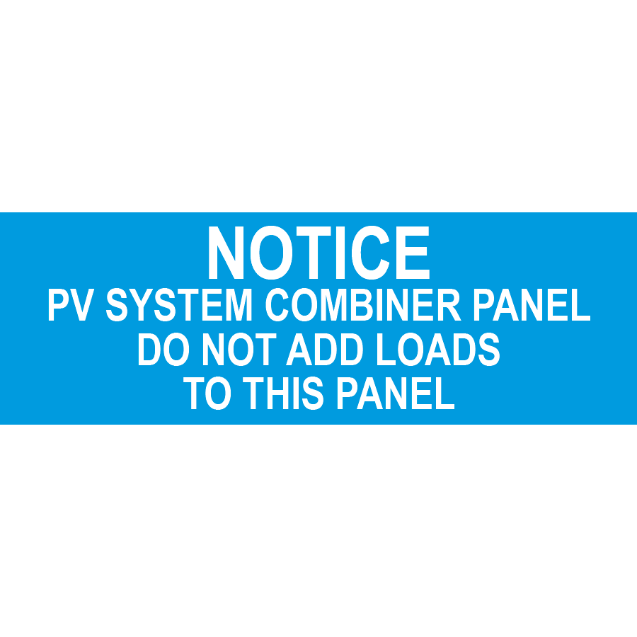 Notice PV System Combiner Panel Plastic | NEC Solar Label