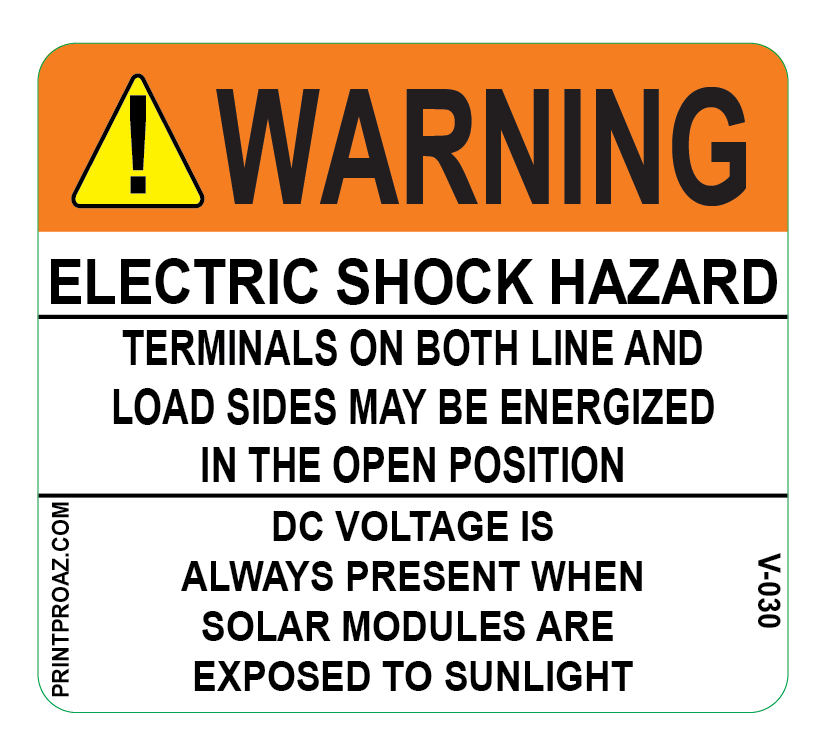 2.5x2.25, Warning Electric Shock Hazard, Vinyl Decal, V-030
