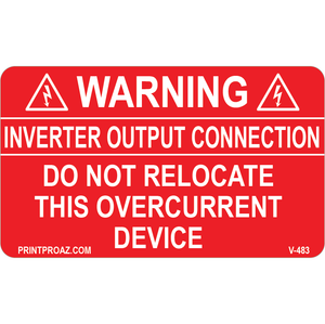 2.75x1.625 Inverter Output Connection, Vinyl Decal Solar Labels, V-483