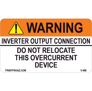 2.75x1.625 Solar Warning Sign, Vinyl Decal Solar Labels, V-488