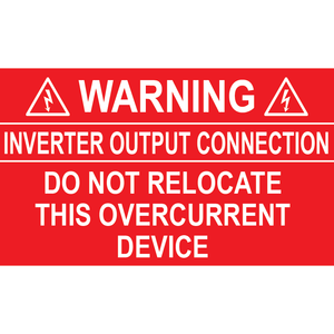 2.75x1.625, Warning Inverter Output Connection, Plastic Solar Labels, PV-387