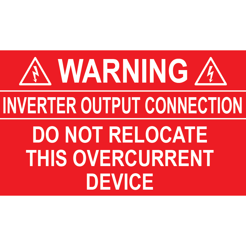 2.75x1.625, Warning Inverter Output Connection, Plastic Solar Labels, PV-387