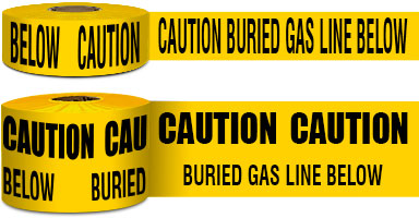 ansi buried gas line below non-detectable underground tape pipe marker