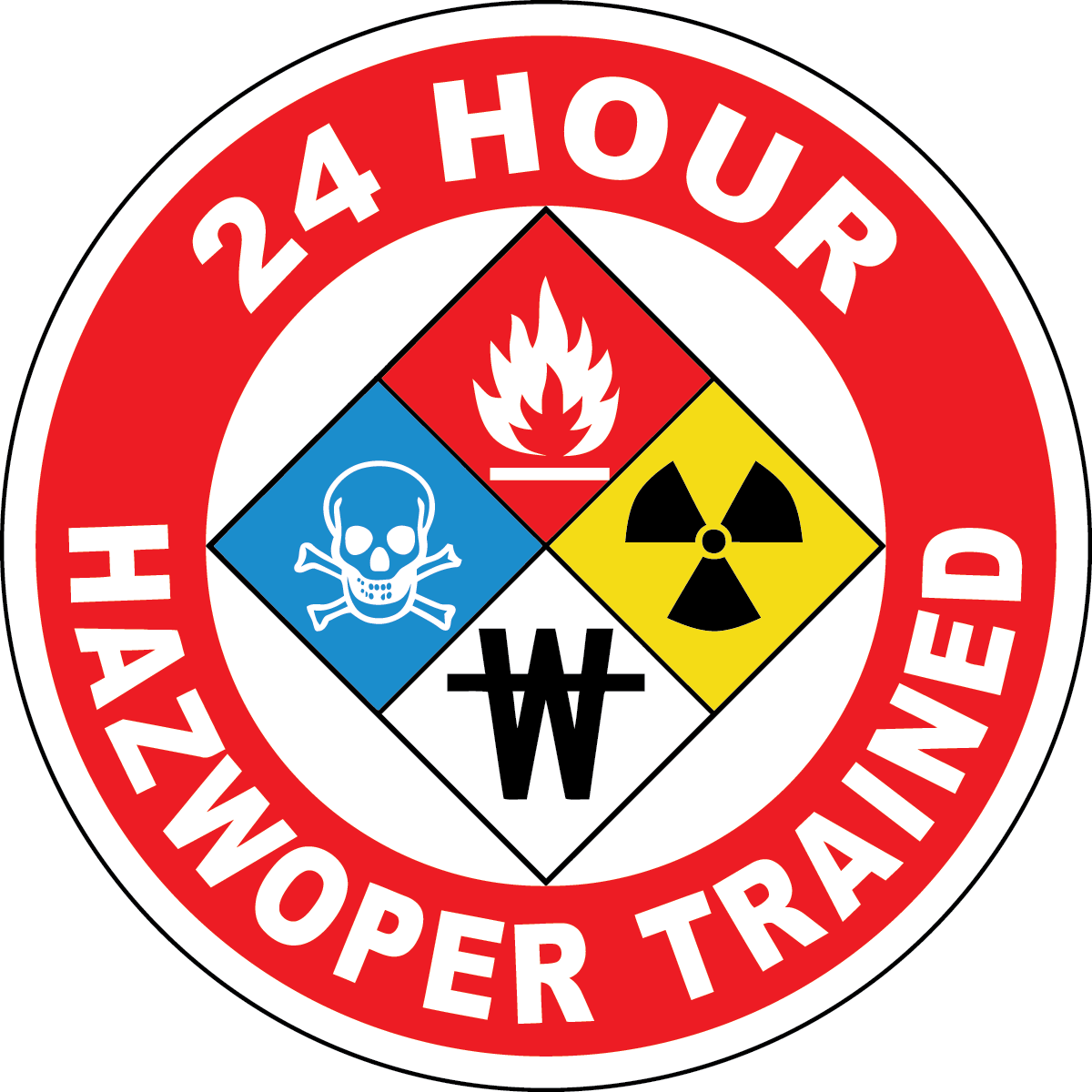 24 hour HAZWOPER trained vinyl hard hat safety sticker