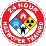 24 hour HAZWOPER trained vinyl hard hat safety sticker