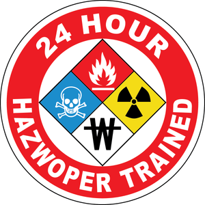 24 hour HAZWOPER trained vinyl hard hat safety sticker