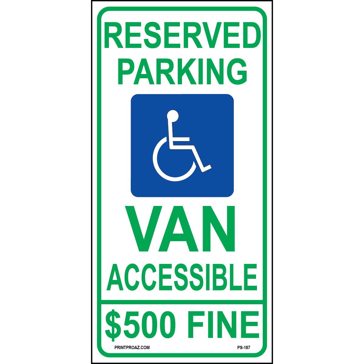 24x12 Ohio Handicap Parking Van Accessible sign with handicap symbol printed on durable rust-resistant aluminum for outdoor ADA compliance