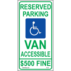 24x12 Ohio Handicap Parking Van Accessible Sign, Aluminum, PS-187