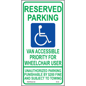 24x12 Tennesse Handicap Parking Van Accessible Sign, Aluminum, PS-194