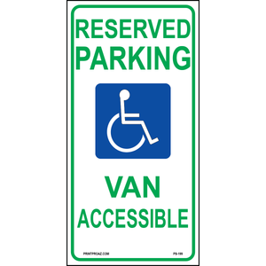 24x12 Texas Reserved Parking Van Accessible Sign, Aluminum, PS-199