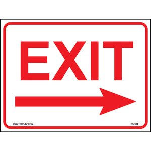 Exit (Right Arrow) Sign, Aluminum, PS-334