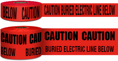 ansi buried electric line below non-detectable underground tape pipe marker