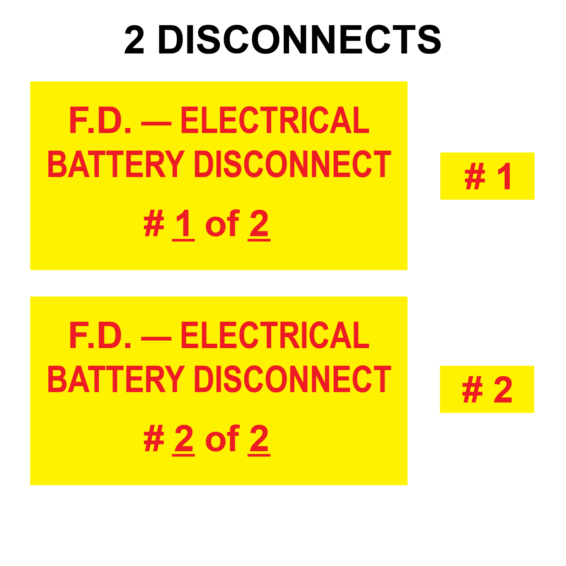 F.D. - Electrical Battery Disconnect Bundle, Plastic, PV-505 Solar Labels