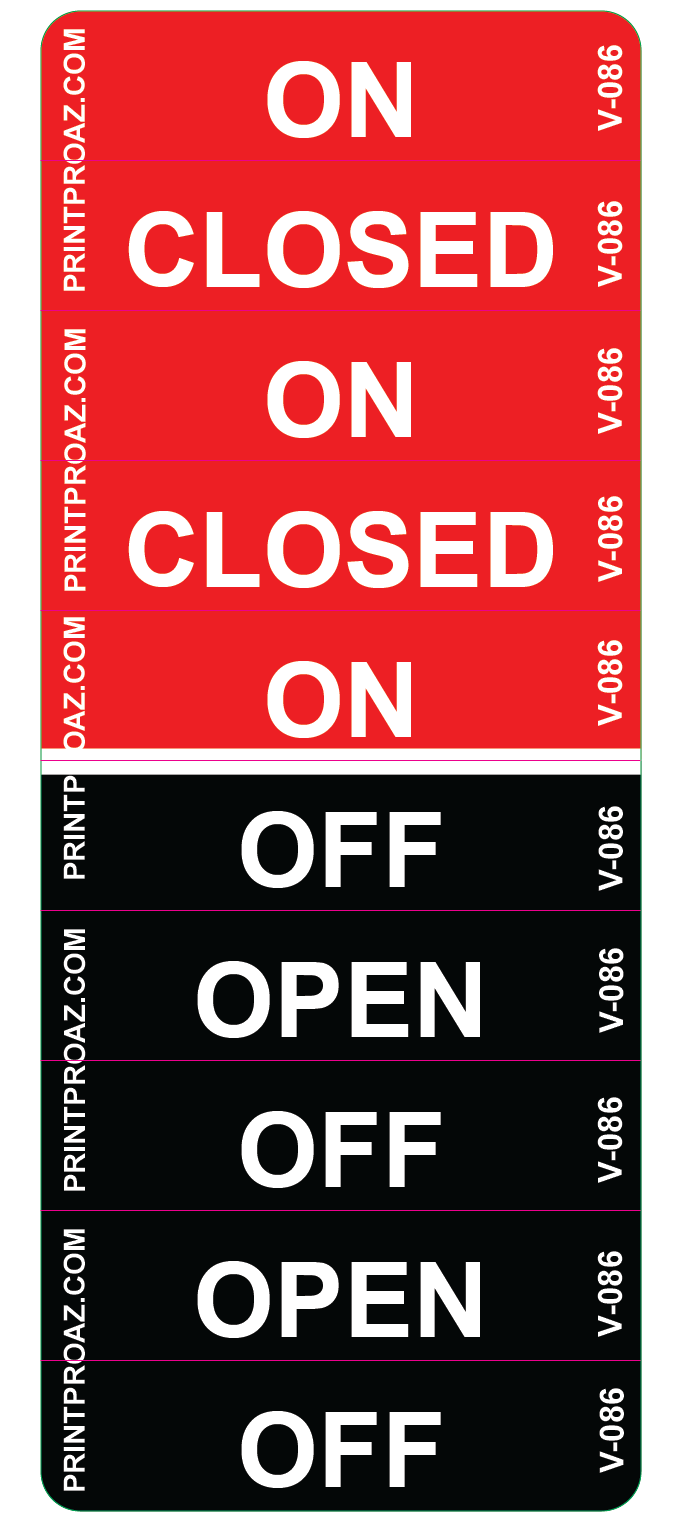 2x.5  x10 On/Closed Off/Open, Vinyl Decal, V-086
