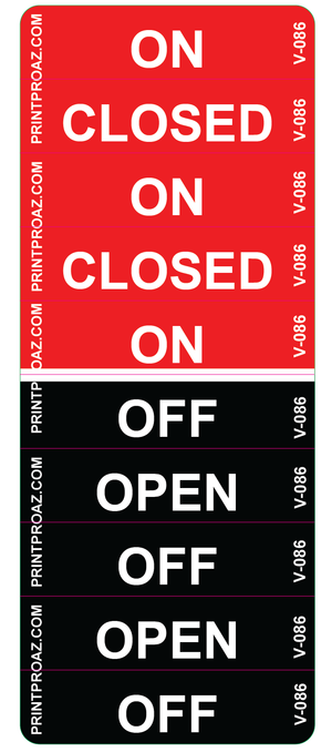 2x.5  x10 On/Closed Off/Open, Vinyl Decal, V-086
