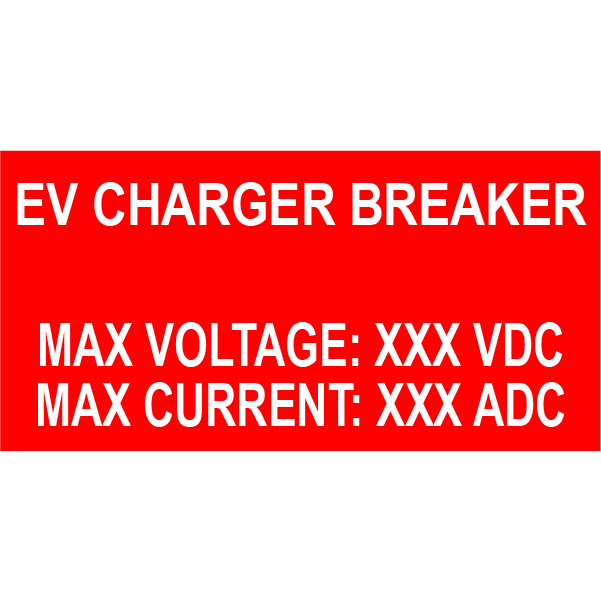 2x1 EV Charger Breaker, Plastic Solar Labels, PV-574