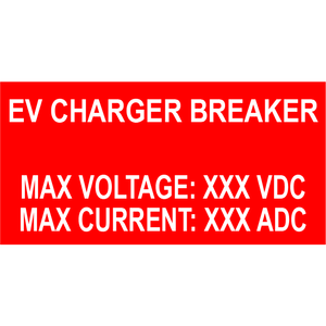 2x1 EV Charger Breaker, Plastic Solar Labels, PV-574