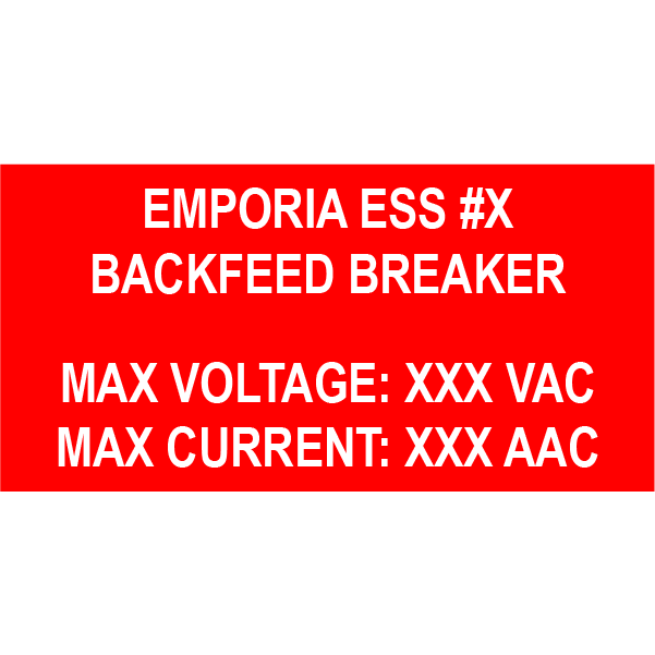 2x1 Emporia ESS #X, Plastic Solar Labels, PV-572