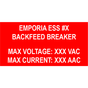 2x1 Emporia ESS #X, Plastic Solar Labels, PV-572