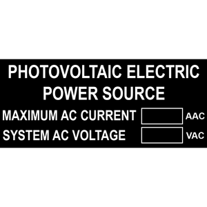 3.5X1.5 Photovoltaic Electric Power Source with Values, Black Boxes, Plastic Solar Labels, PV-062
