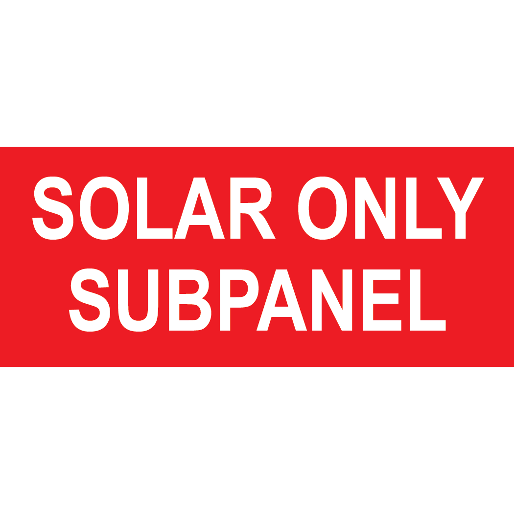 3.5x1.5, Solar Only Subpanel, Plastic Solar Labels, PV-368