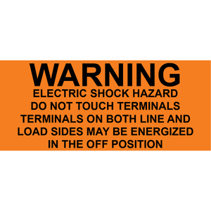 3.5x1.5 Warning Electric Shock Hazard, Plastic Solar Labels, PV-036