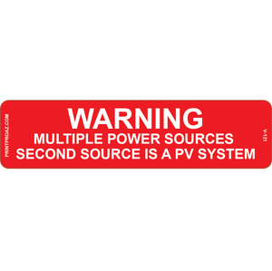 3.5x1.5 Warning Multiple Power Sources, Vinyl Decal, V-121