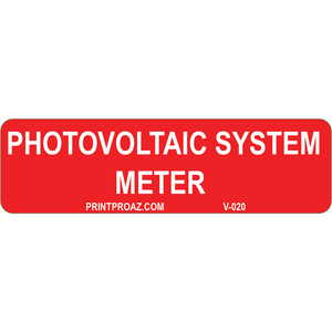 3.5x1 Photovoltaic System Meter, Vinyl Decal, V-020